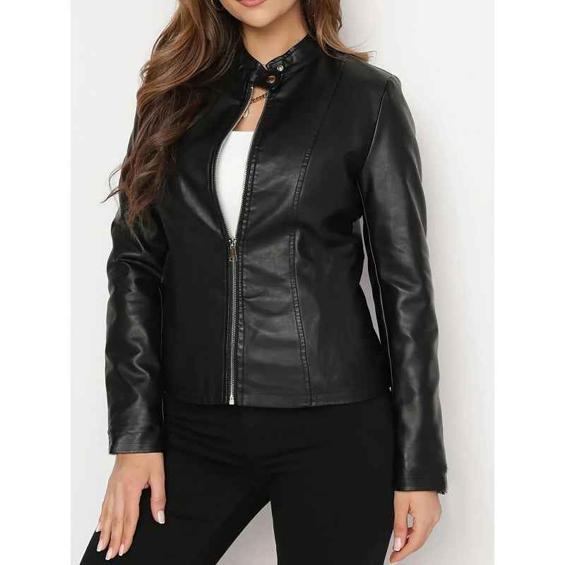 Short Chic Leather Jacket Coat