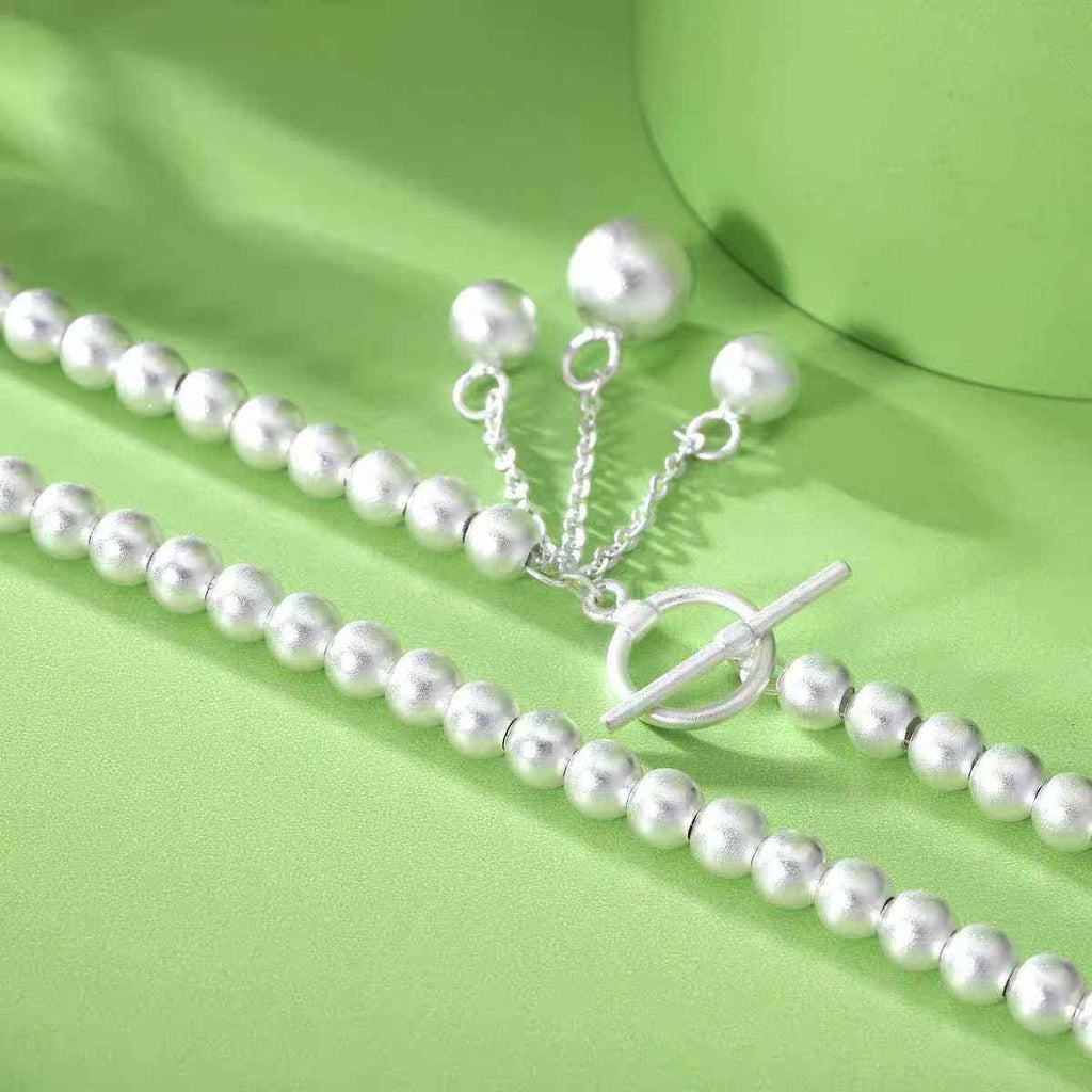 925 Sterling Silver Beaded Tassel Necklace – Minimalist OT Clasp Women’s Jewelry