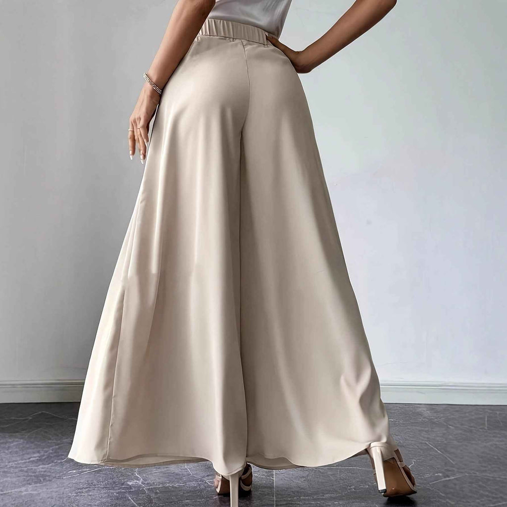 Women's High-Waist Wide-Leg Linen Pants — Pleated Bohemian Style