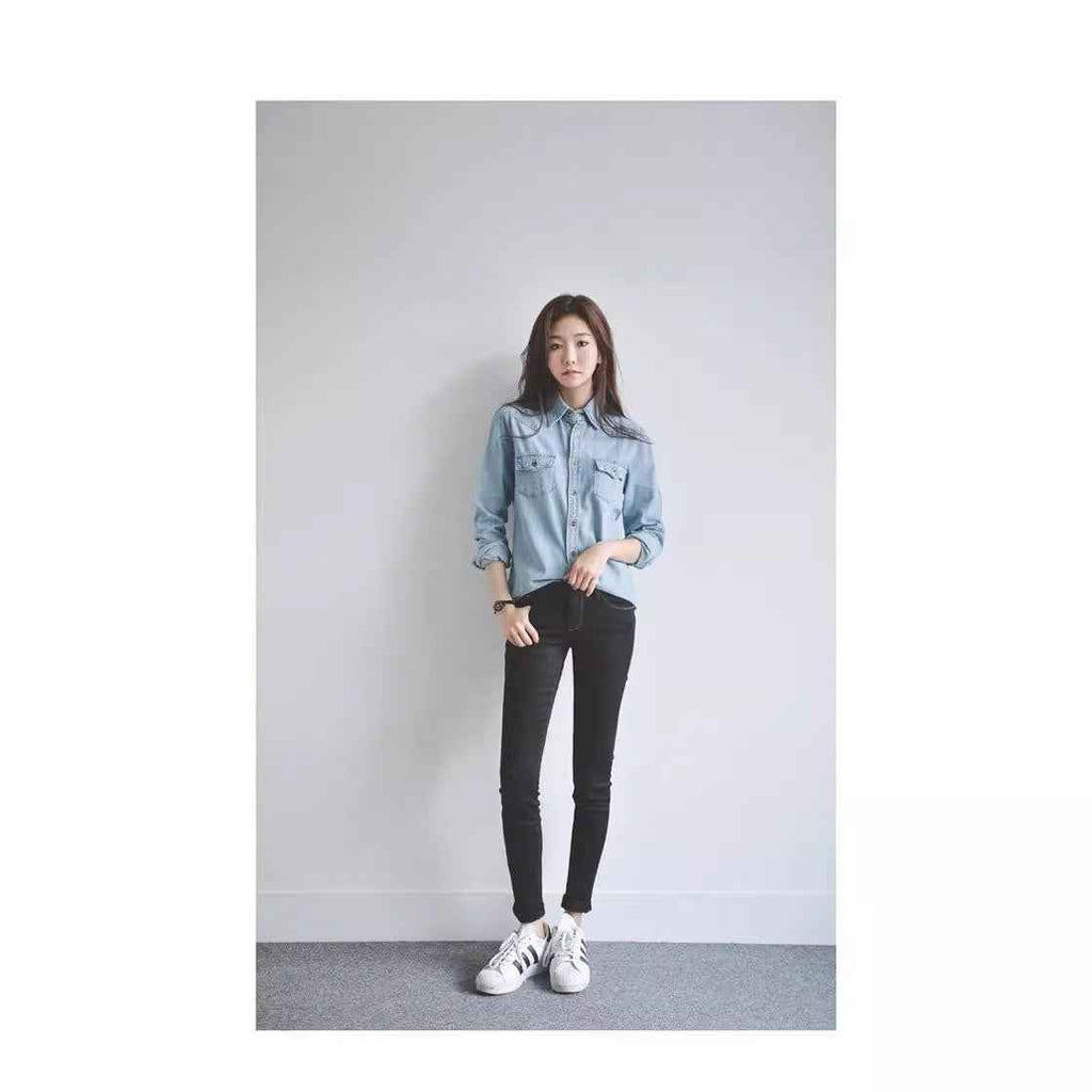 Womens Fashionable Loose-fitting Versatile Denim Shirt