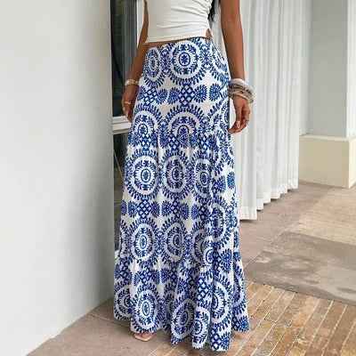 Women's Floral Print Midi Skirt – Loose Fit, Casual Style