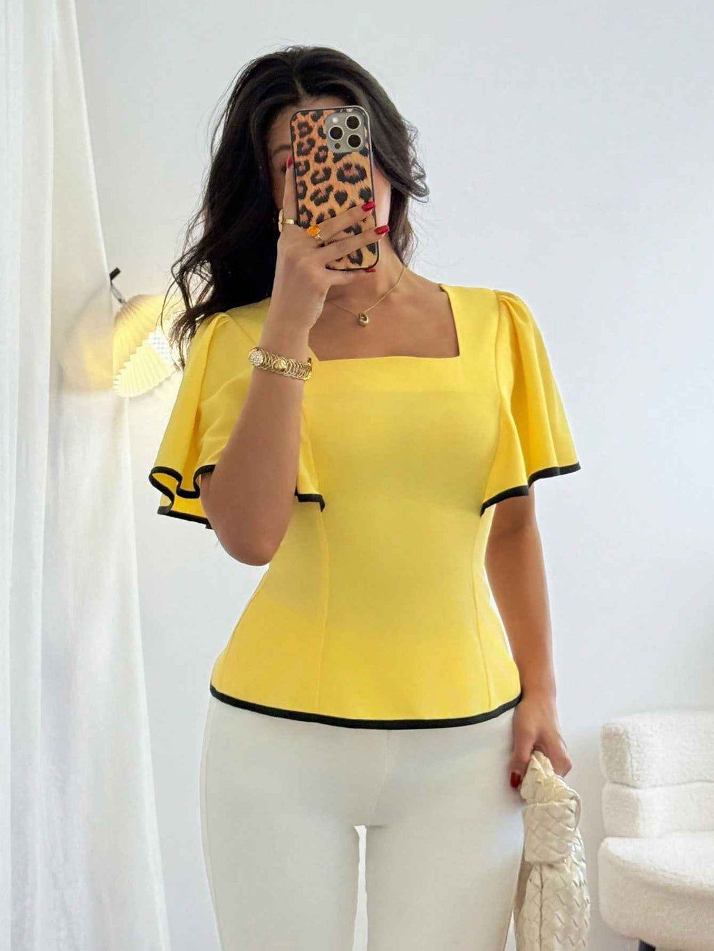 Ruffled Hem Short Sleeve Top – Butter Yellow
