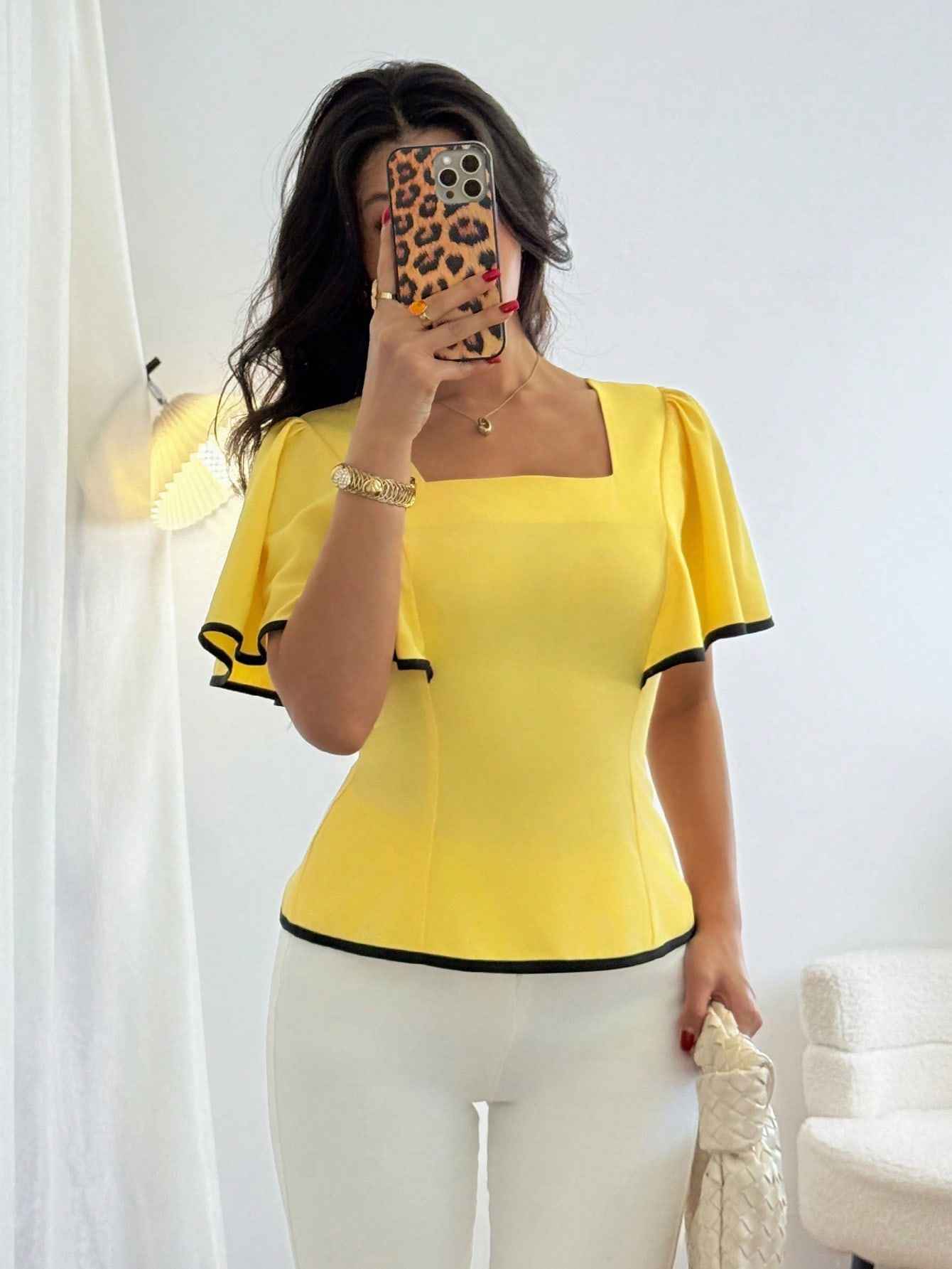 Ruffled Hem Short Sleeve Top – Butter Yellow