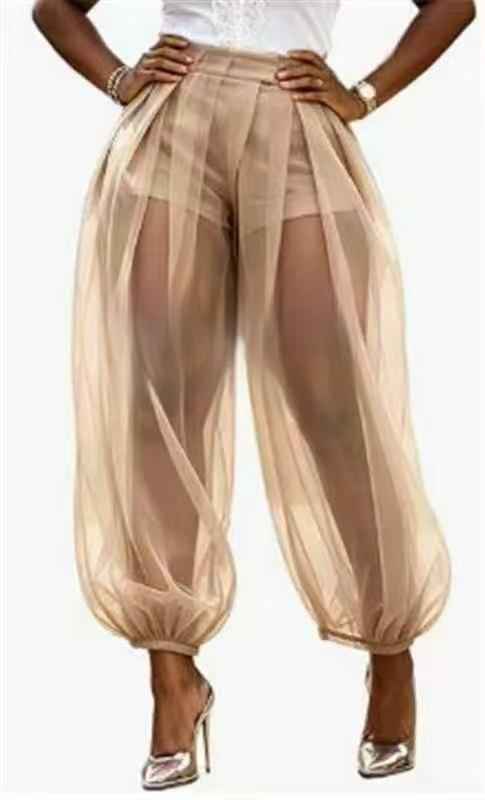 Summer New Semi Transparent Mesh Solid Color Bloomers