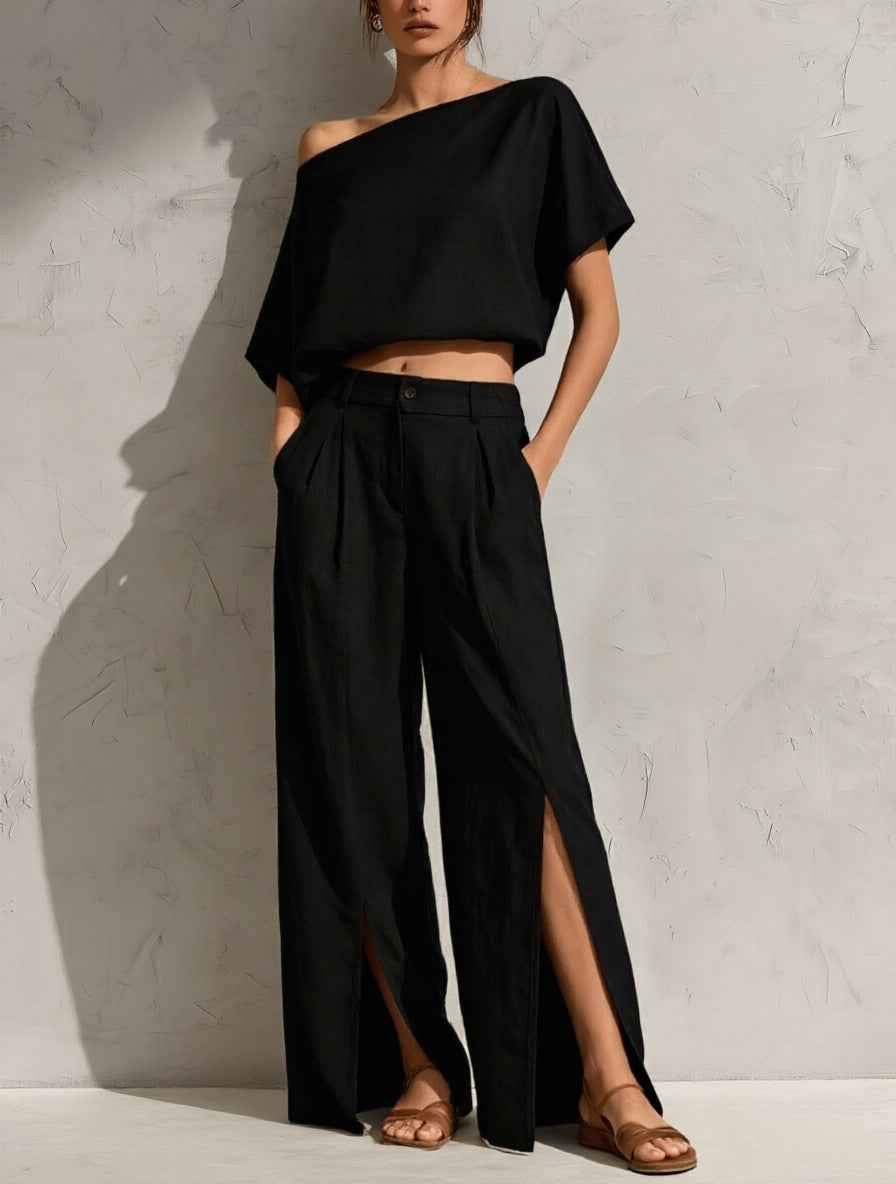 Womens Off-shoulder Top And Pants Set