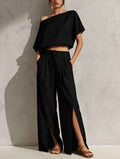 Womens Off-shoulder Top And Pants Set