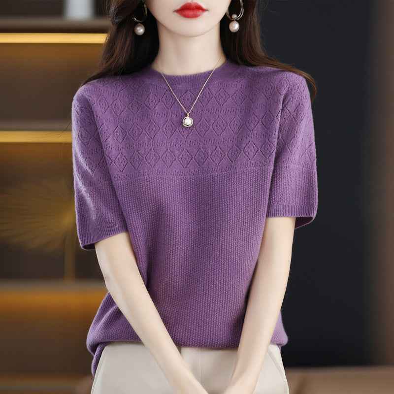 Crochet Mesh Short-Sleeve Top