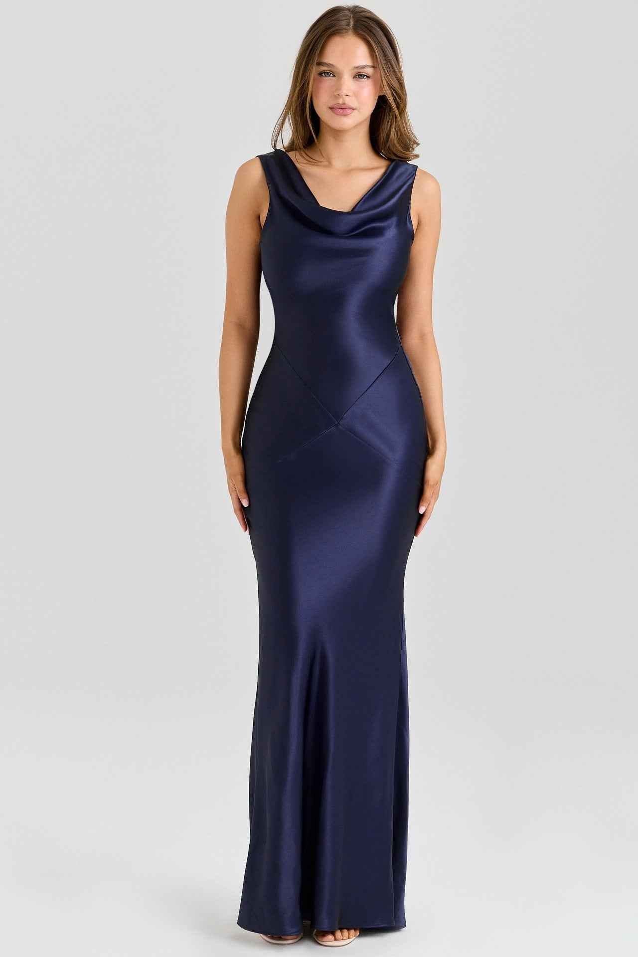 Off-Shoulder Colour-Block Tie-Up Bodycon Long Dress