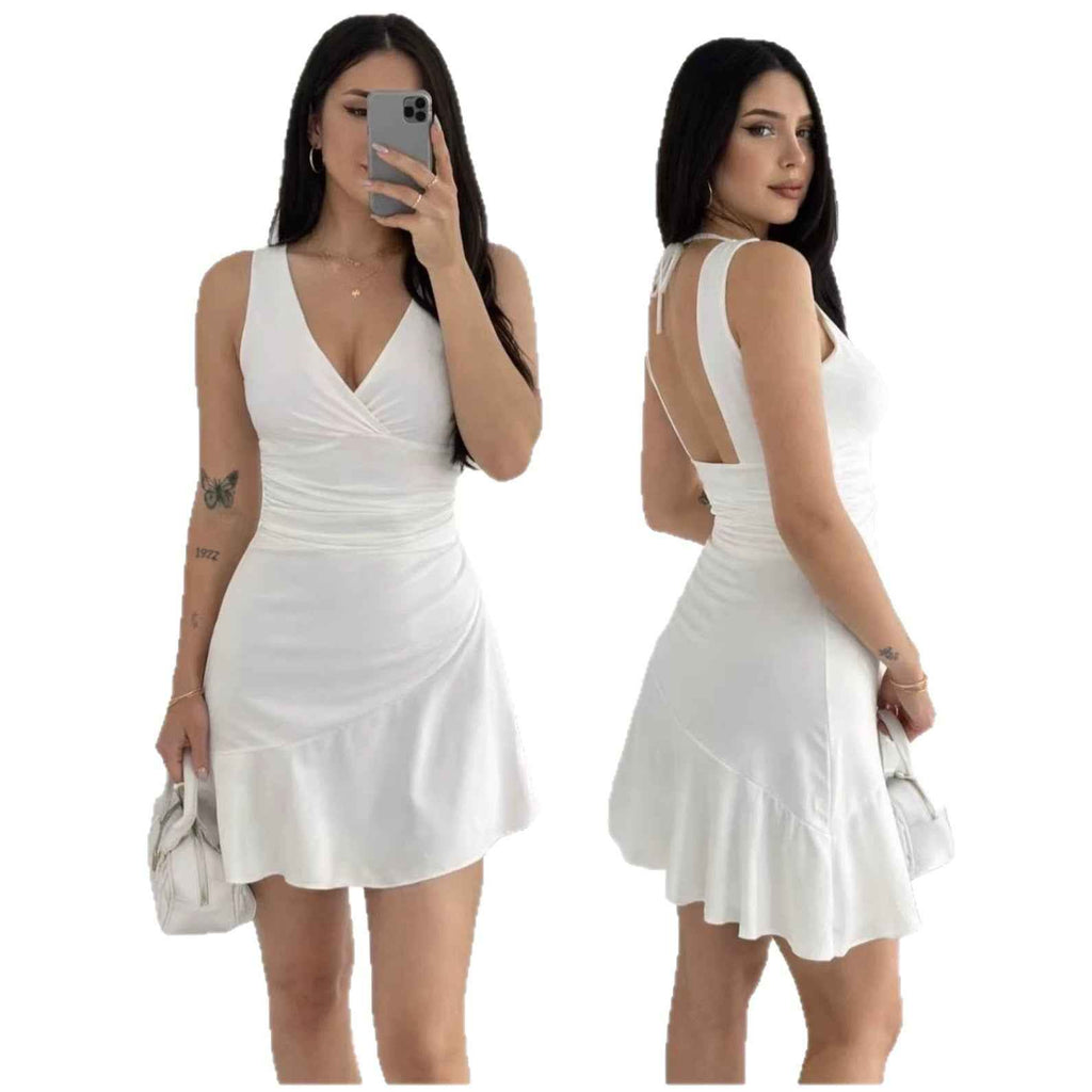 Womens V-neck Slim-fit Elegant Dress