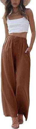 Straight-Leg Linen Casual Pants with Pockets