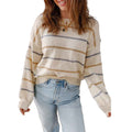 Contrast-Colour Striped Patchwork Loose Pullover Sweater