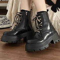 Round-Toe Block Heel Boots in PU Leather