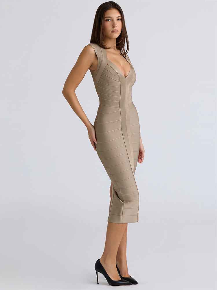 Elegant Split Elastic Band Womens Dress