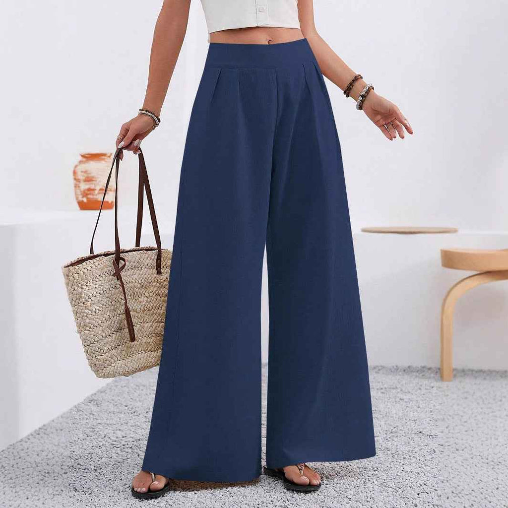 High-Waist Wide-Leg Trousers — 6 Colours, Pockets