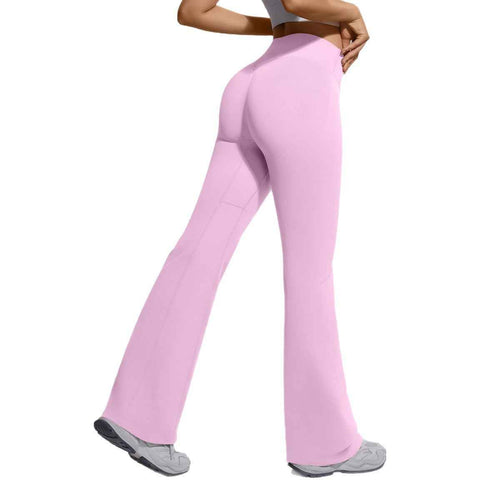 Flared Wide-leg Crossover Waist-hugging Tummy-control High-elastic Bell-bottom Pants