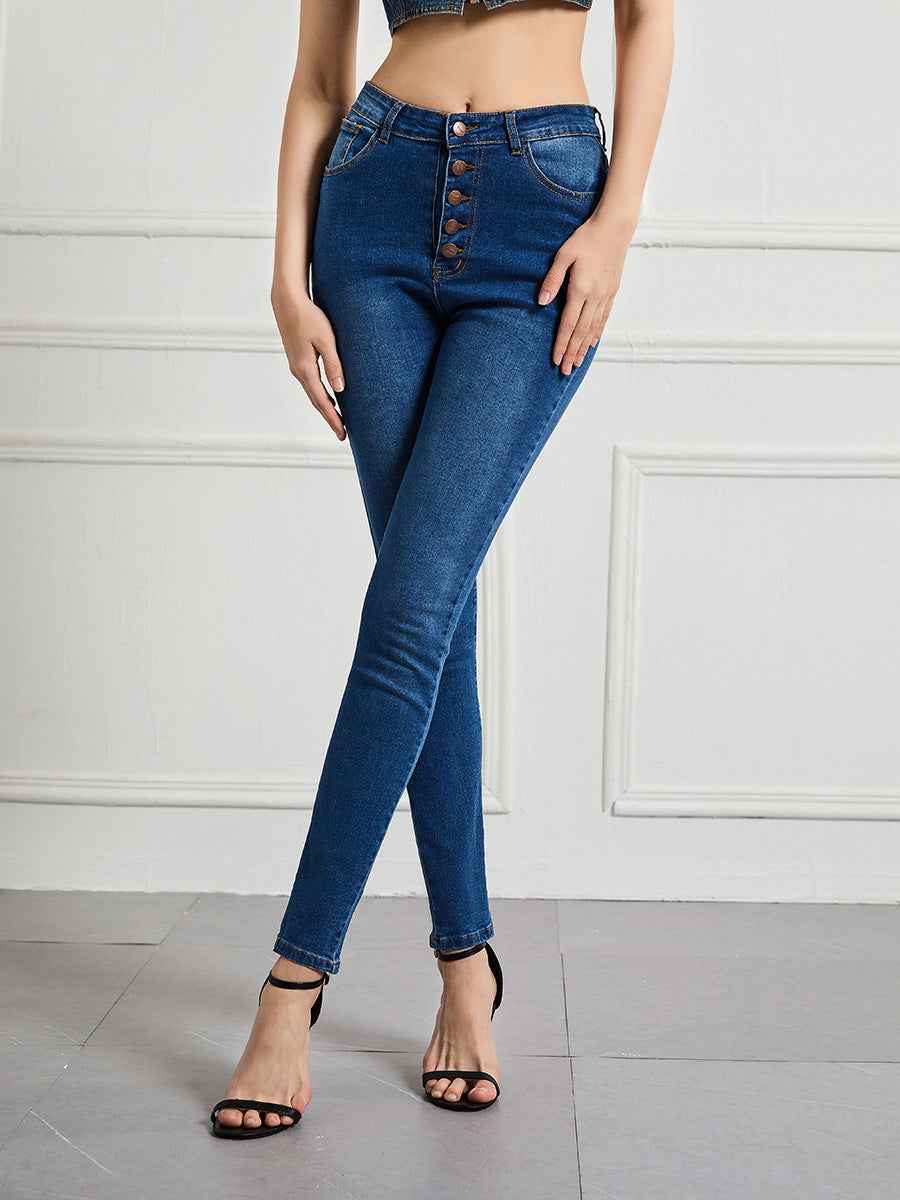 Women's High-Waist Slim-Fit Stretch Jeans — Enzyme Washed