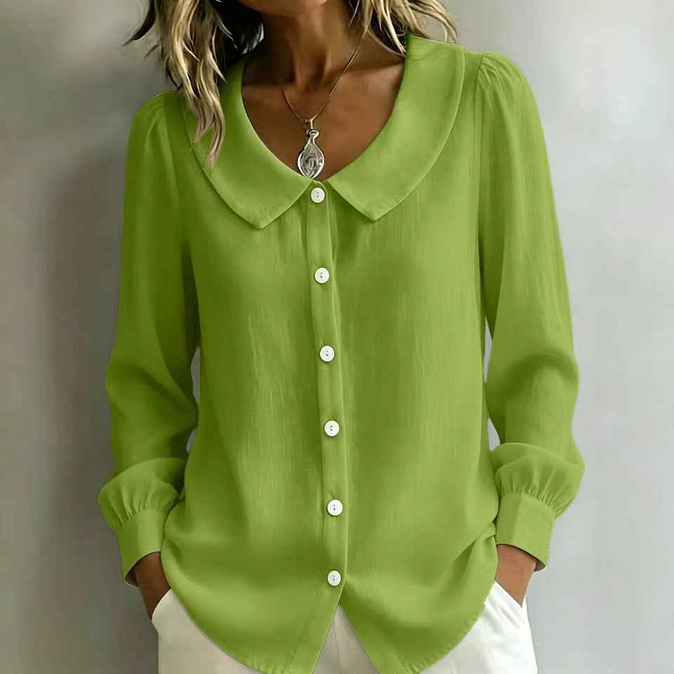 Womens Button-down Shirt With A Doll Collar Top