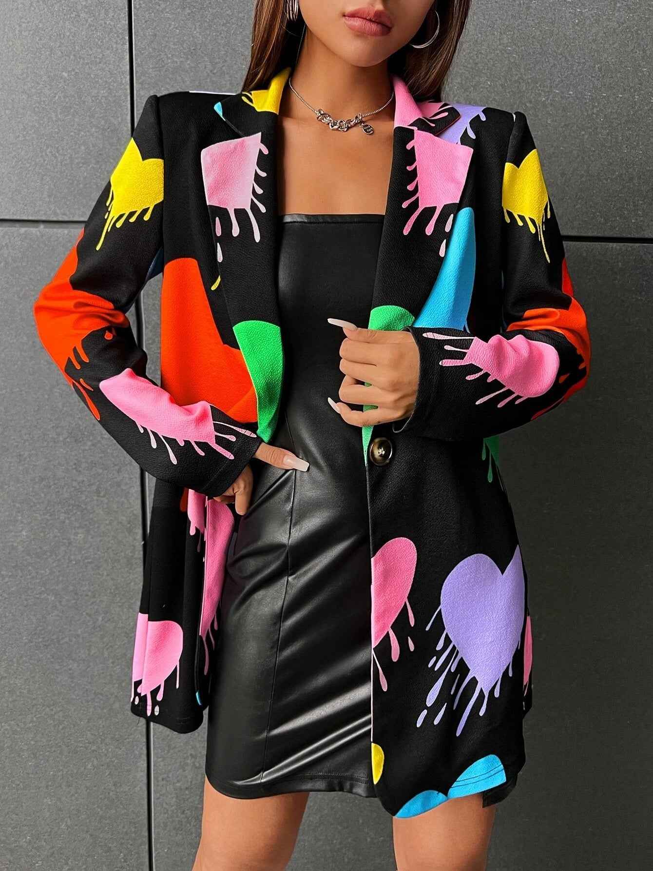 Fashionable Loose-fit Blazer With Long Sleeves And A Lapel Collar