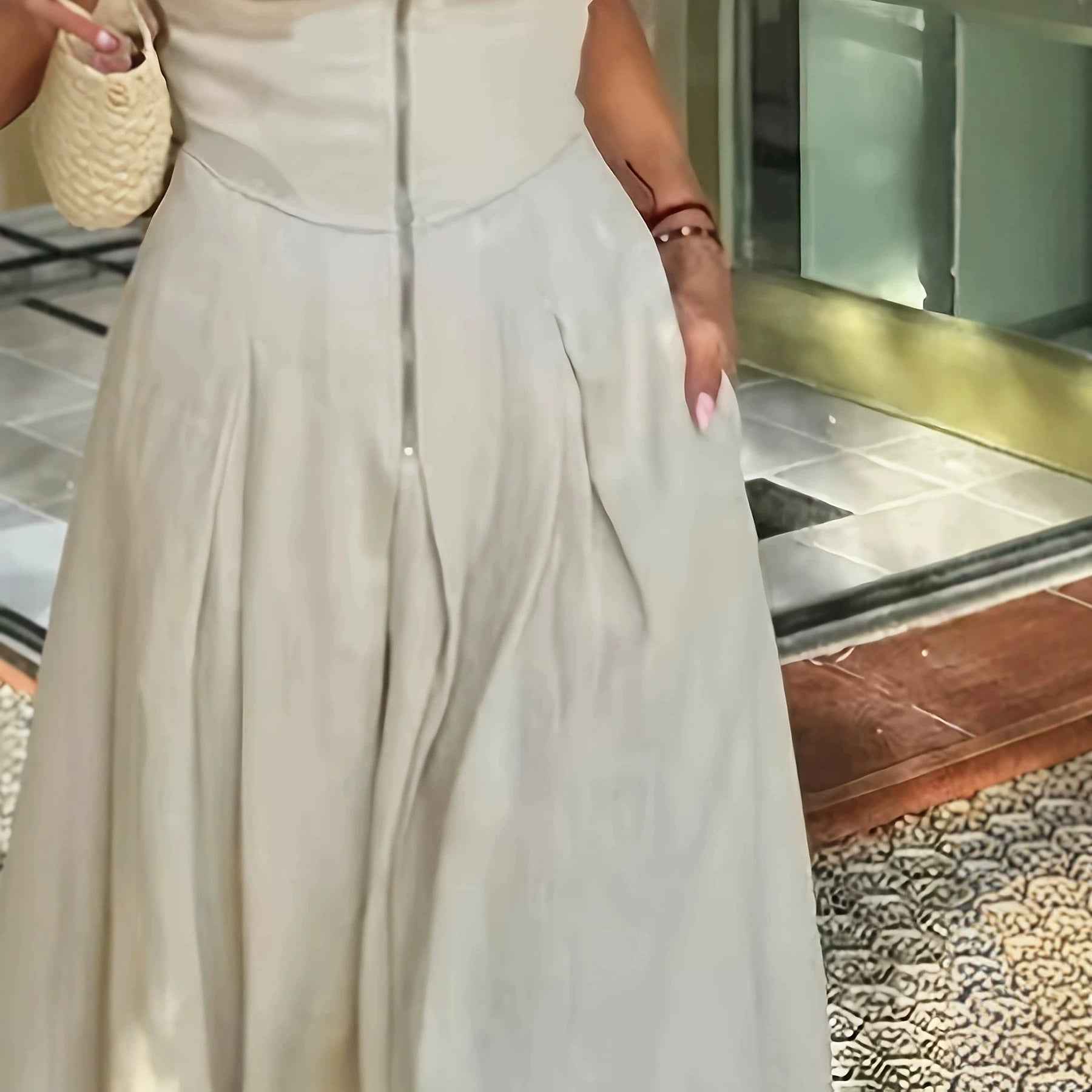 Women's Sleeveless A-Line Flared Midi Dress — Apricot, S–2XL