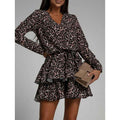 Womens Stylish Figure-hugging Long-sleeve Layered Dress