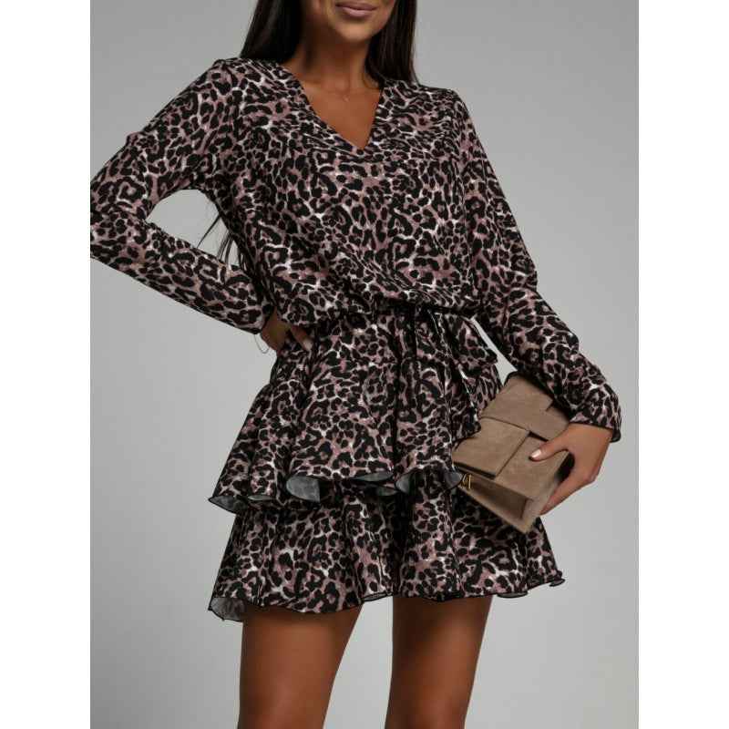 Womens Stylish Figure-hugging Long-sleeve Layered Dress