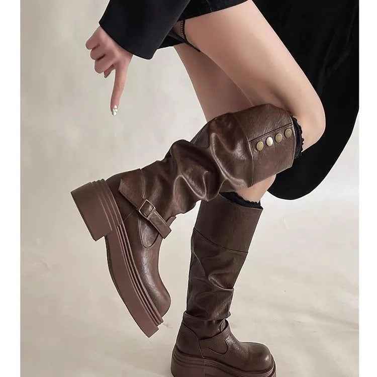 Chunky-Sole Over-the-Knee Boots