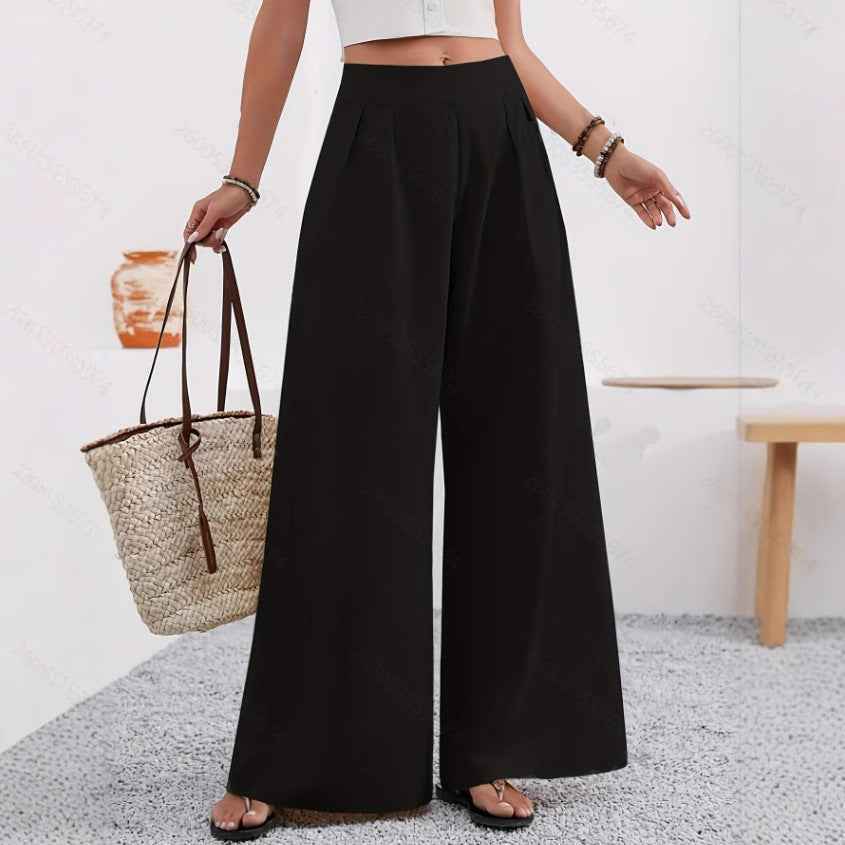 High-Waist Wide-Leg Trousers — 6 Colours, Pockets