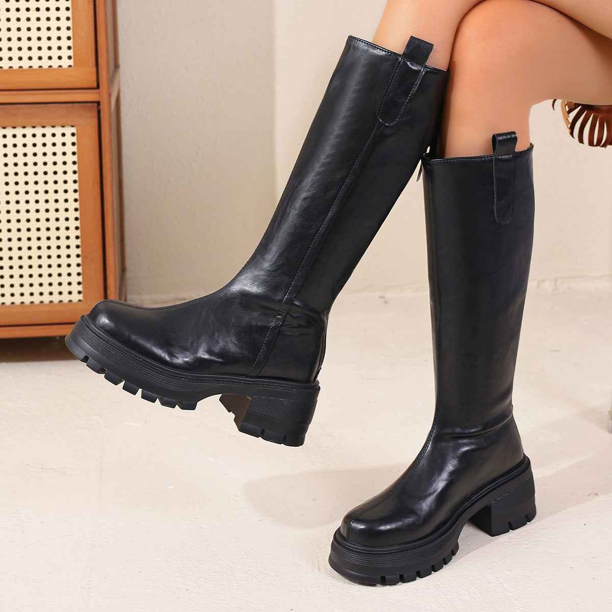 Plus-size Tall Boots With Thick Soles