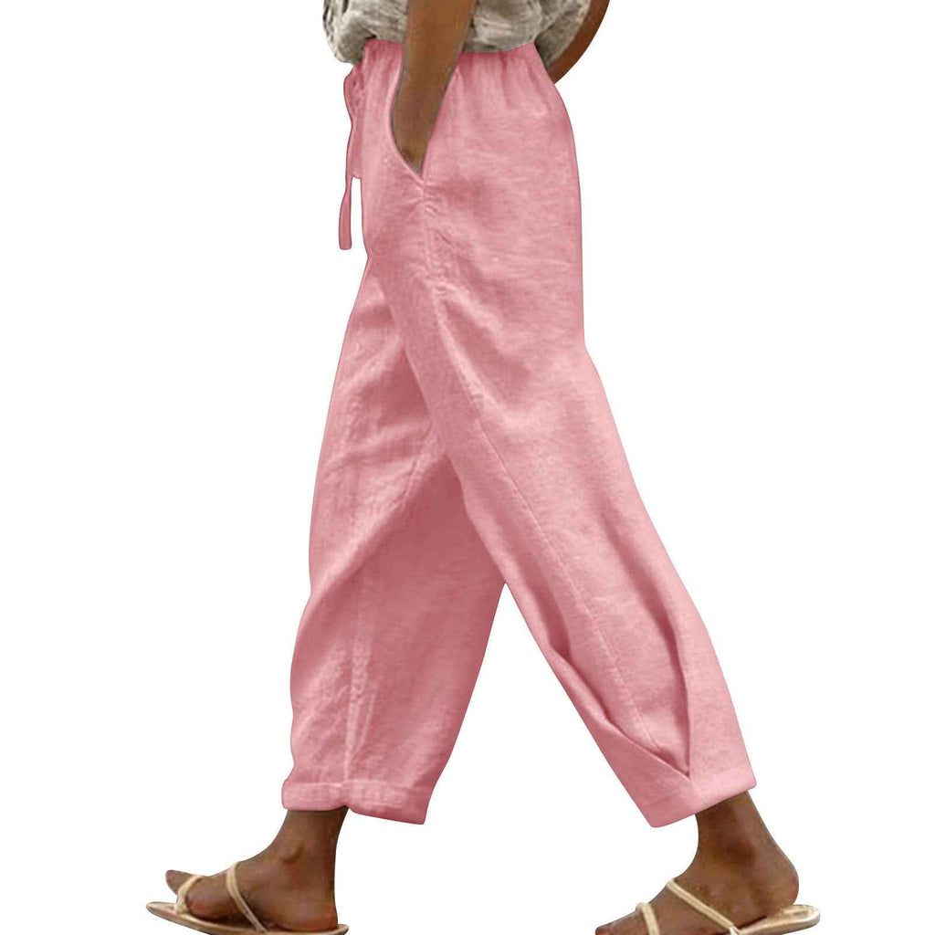 Women's High Waist Cotton-Linen Harem Pants