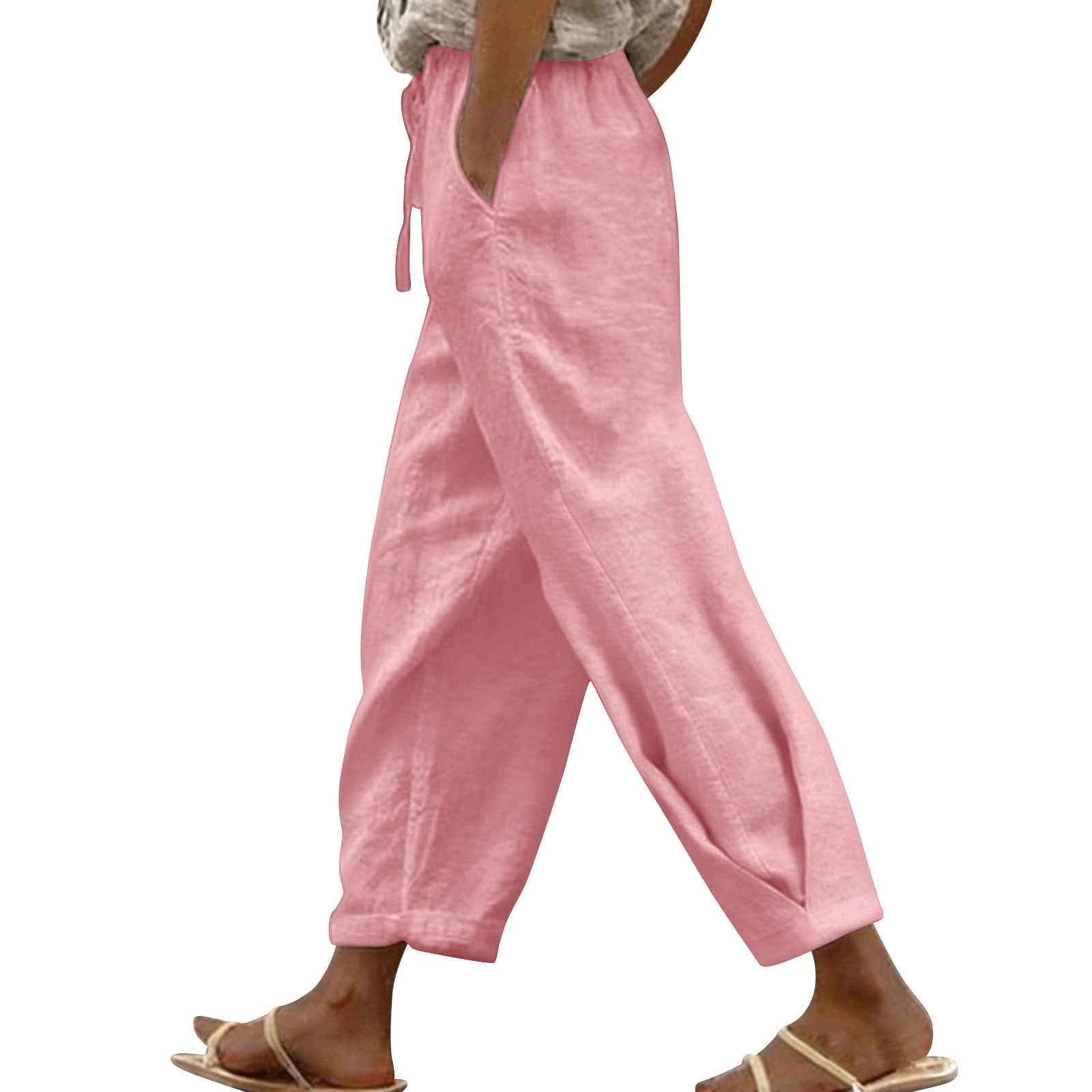 Women's High Waist Cotton-Linen Harem Pants