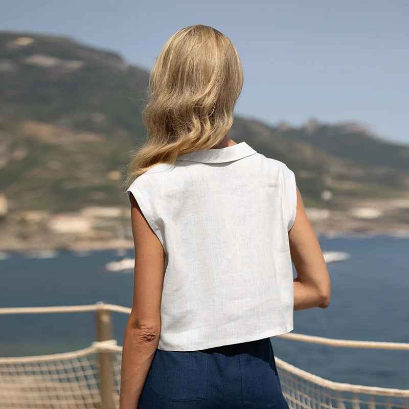 Linen Lapel Breathable Sleeveless Vest