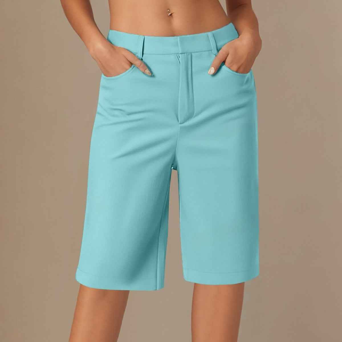 Womens Straight-leg Draping Korean-style Slim-fit Suit Pants