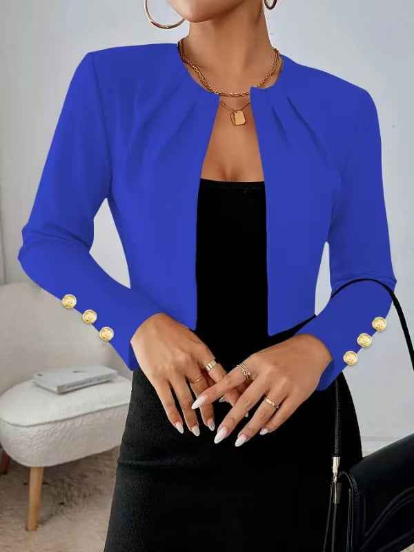Bubble Sleeve Cropped Jacket — Pleated Cuffs, Slim Fit, 5 Colours