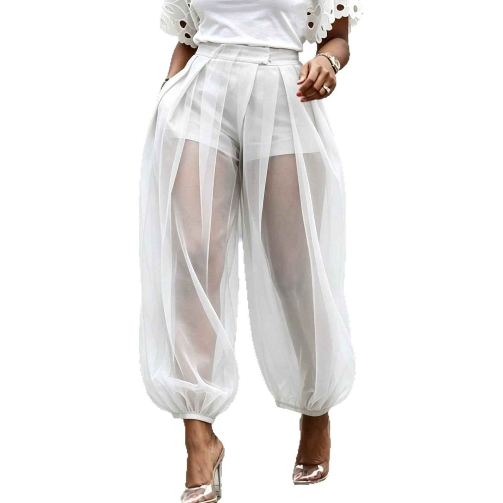 Summer New Semi Transparent Mesh Solid Color Bloomers