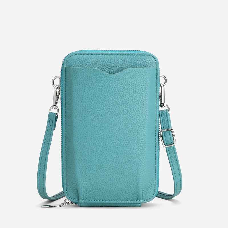 Lychee Pattern Zip-Around Phone Bag – PU Leather Mini Crossbody
