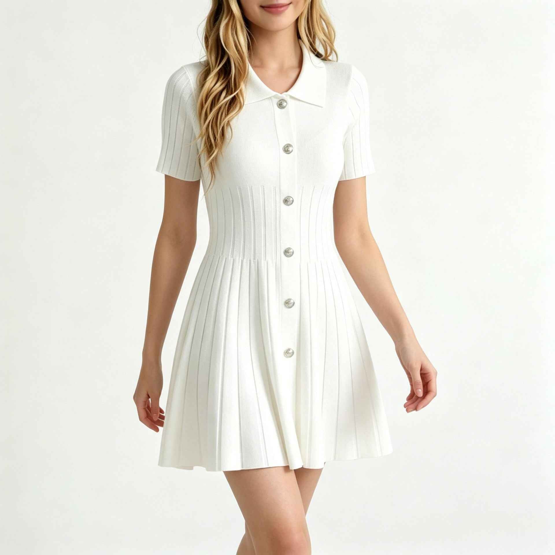 New Womens Polo-neck Knitted Dress
