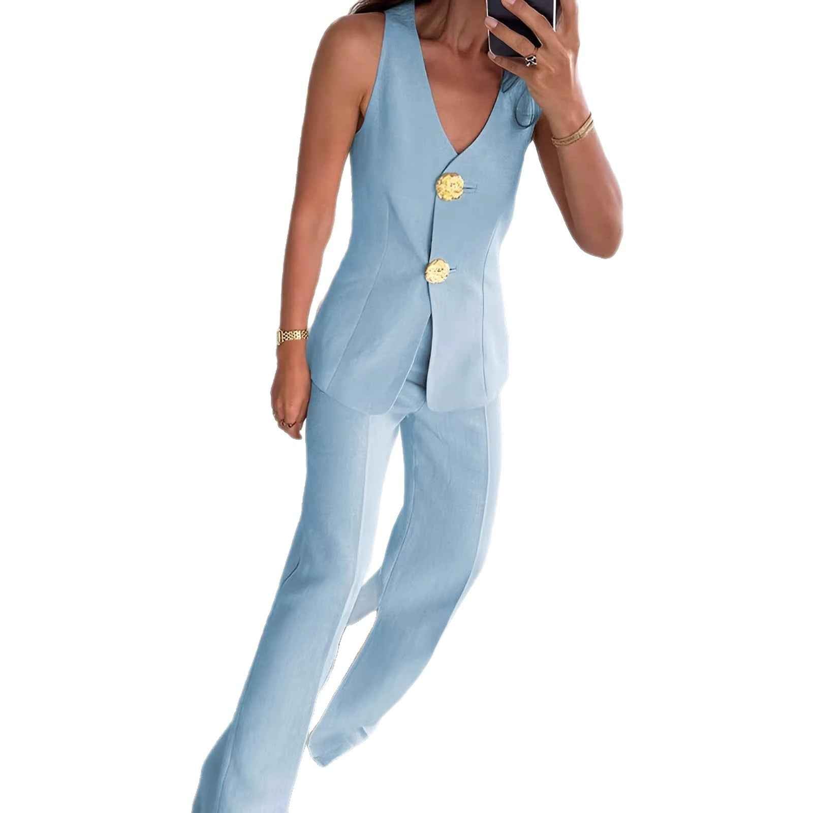 Buttoned Formal Workplace Commute Set